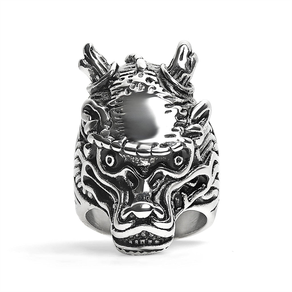 Anillo con cabeza de dragón oriental de acero inoxidable: 10