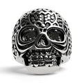 Anillo grande detallado de acero inoxidable con circonitas cúbicas negras: 8