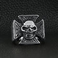 Anillo de acero inoxidable con forma de cruz maltesa con calavera pulida: 10