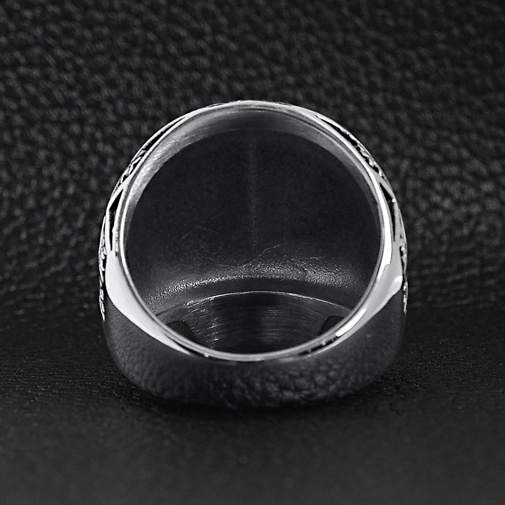 Anillo de calavera de acero inoxidable con estampado de flor de lis: 9