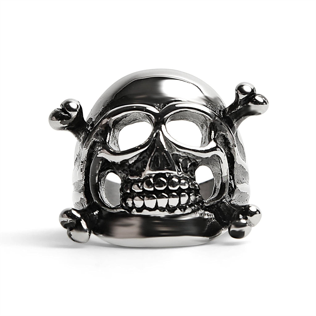 Anillo de acero inoxidable con calavera y tibias cruzadas: 8