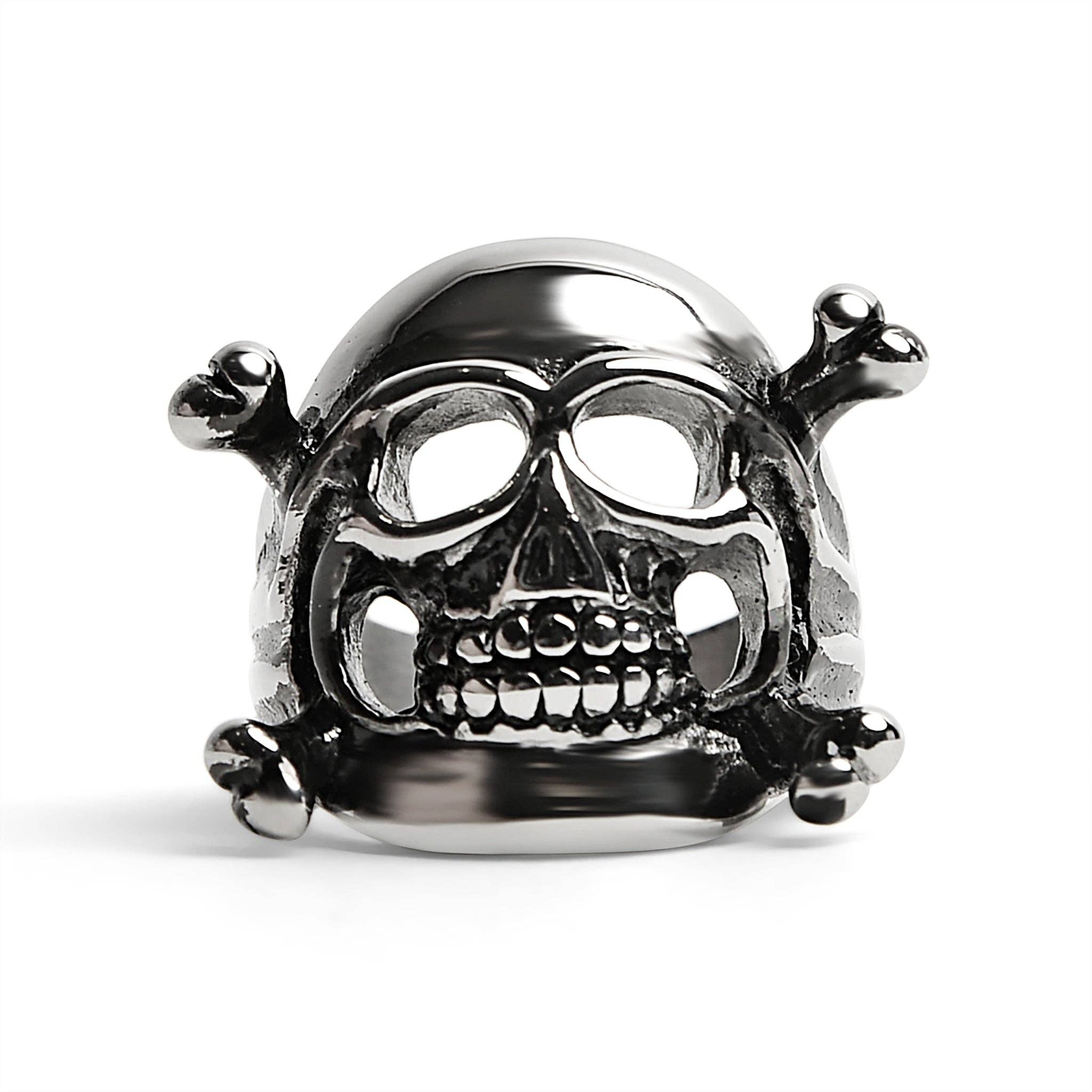 Anillo de acero inoxidable con calavera y tibias cruzadas: 8